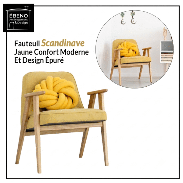 fauteuil scandinave jaune confort moderne et design Épuré