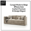 canapé moderne beige 3places avec confort premium et design Élégant