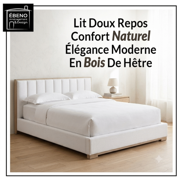 lit doux repos confort naturel et Élégance moderne en bois de hêtre