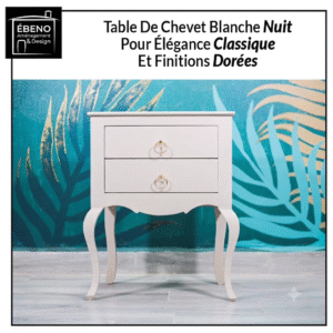 table de chevet blanche nuit Élégance classique et finitions dorées