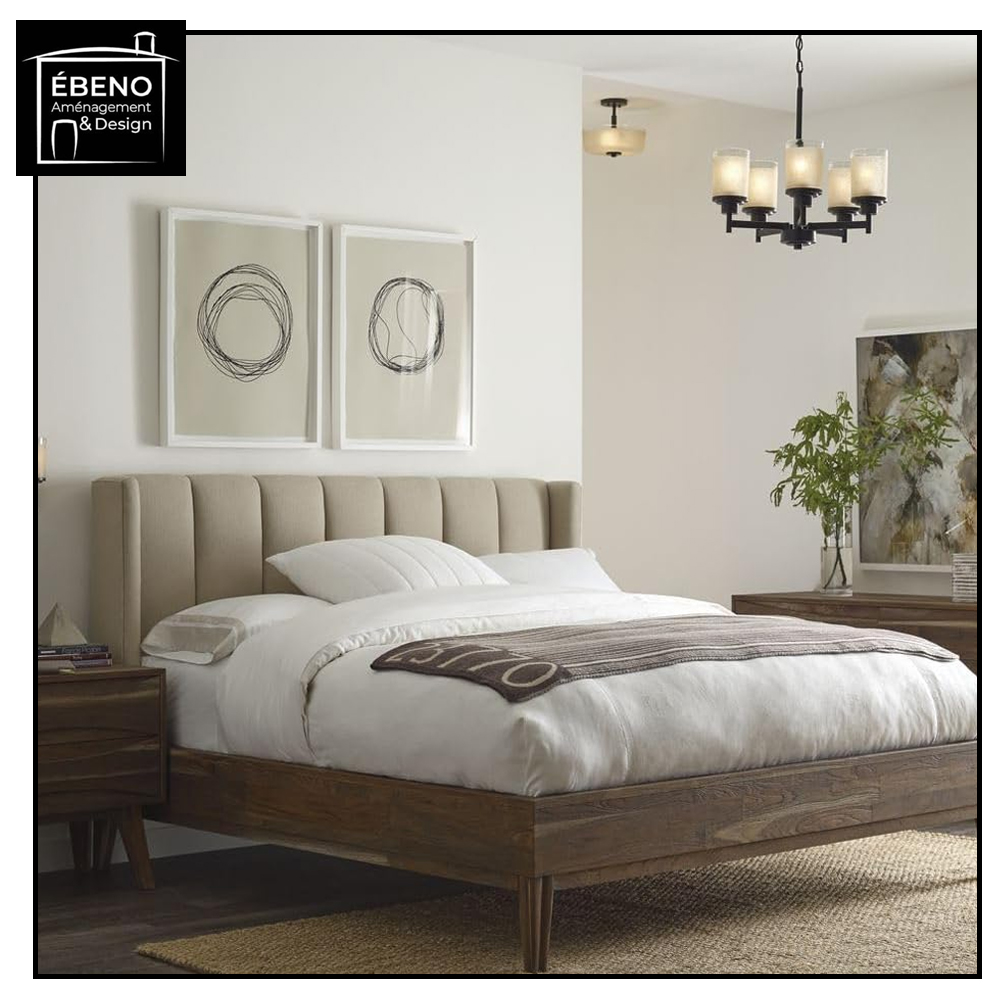 Lit Harmonie Haut De Gamme Avec Tête De Lit Capitonnée Et Cadre En Bois lit “harmonie” – Élégance et solidité