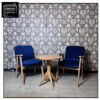 ensemble salon style mid century fauteuils rembourrés & table d'appoint en bois