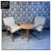 ensemble salon style mid century fauteuils rembourrés & table d'appoint en bois